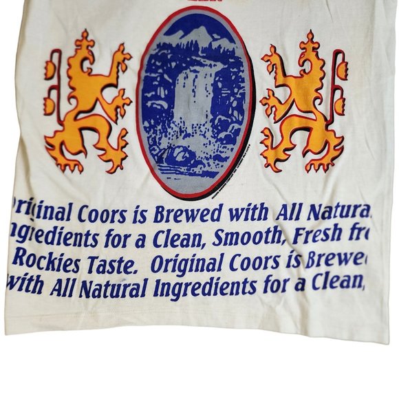 VINTAGE DS COORS T-SHIRT L FRONT AND BACK AOP - BEER LOGO SCRIPT - 1992 90'S - Picture 7 of 11
